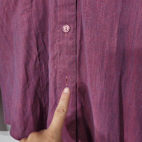 Chlorophylle Long Sleeve Button Down Shirt Blouse Top Maroon Roll Tab Sleeves M - Picture 7 of 12